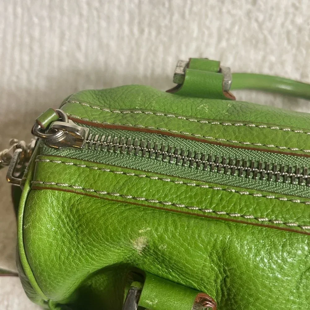 Michael Kors lime Green Leather Satchel with silver tone hardwares. - Picture 13 of 16